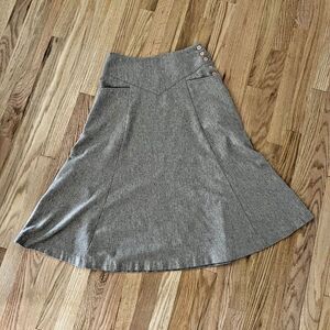 vtg‎ 80s wool midi skirt flared retro rodeo western beige neutral minimalist 9